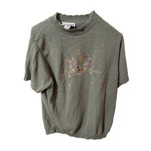 carly blake sweater Green Flowers Embroidery Size Large